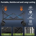 thumbnail image 3 of BeesClover Heavy Duty Collapsible Wagon Cart, 380Lb Capacity Foldable Utility Wagon with 5" All-Terrain Wheels & Drink Holders for Grocery Shopping, Beach Camping & Sports Events, 3 of 10