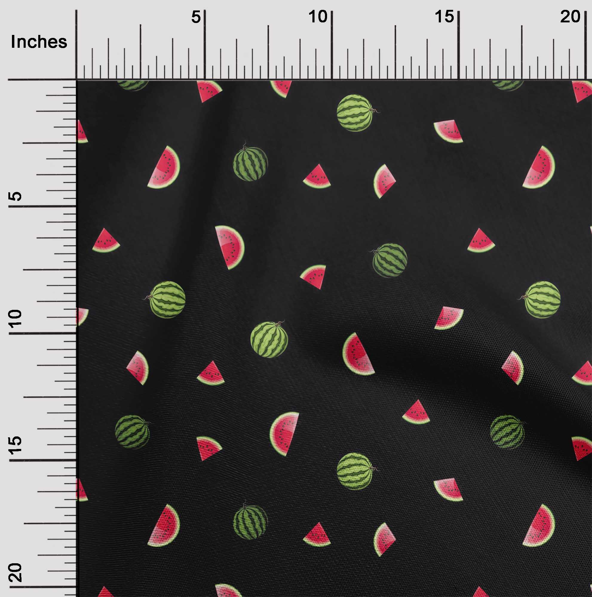 oneOone Coton Biologique Voile Tissu Pastèque Fruit Imprimé 1 Yard 42 Inch Wide