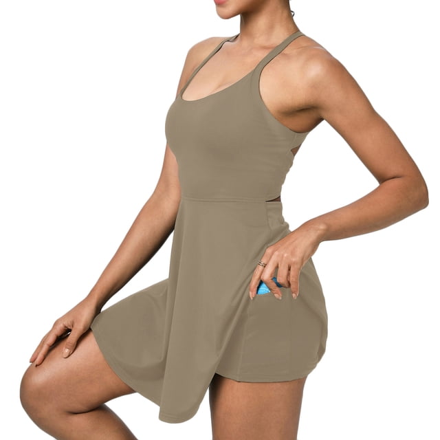 RXMEKW Robe Simulée Sans Manches Deux Pièces pour Femmes, Robe de Tennis et de Yoga Anti-Scandale à Col Rond, Robe Athlétique Décontractée Unie pour la Course et le Gym