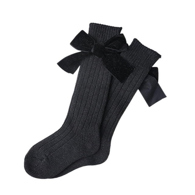 Diconna Baby Mid-Calf Length Socks Girls Solid-Color Knee-High Stockings