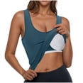 thumbnail image 3 of UPPADA Débardeurs pour Femmes en Modal Rembourré avec Soutien-Gorge Intégré, Col Rond, Camisole Sans Manches avec Soutien-Gorge Sans Armatures, Chandails Ajustés Décontractés, T-Shirt, Grande Taille, Hauts Confortables, Débardeur pour Femmes Bleu Marine, P, 3 of 8
