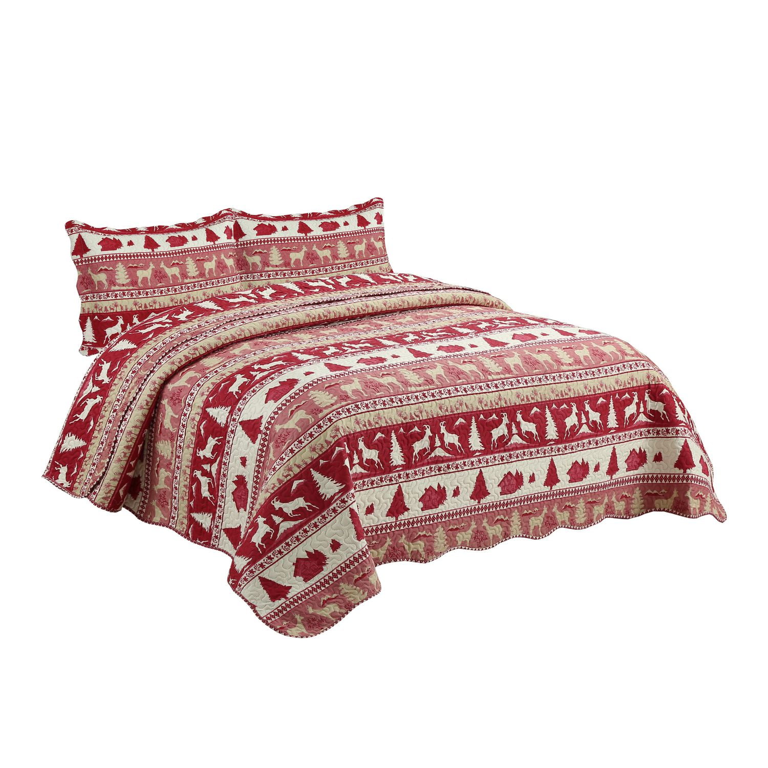 Décor Marina Decoration Ensemble de literie ultra doux avec couvre-lit et taies d'oreiller, motif de chèvre rouge cabine