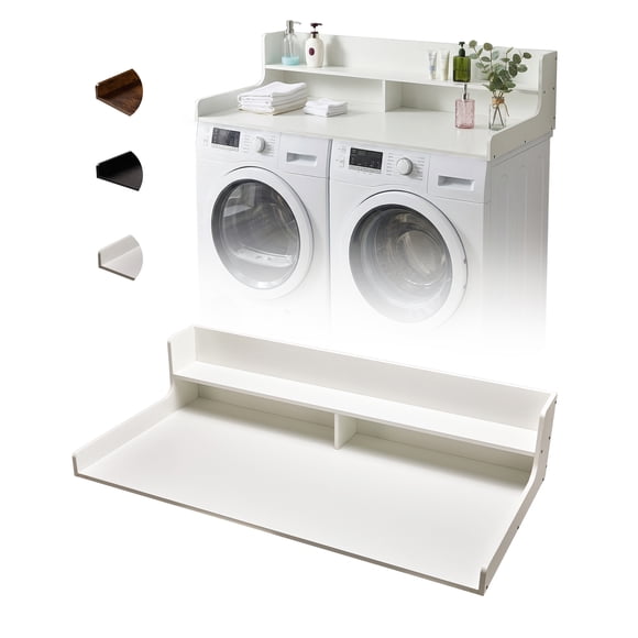 Washer and Dryer Top Shelf,54" x 27.5" Countertop Organizer with 12" Edge Rails, Non-Slip Pads,Ideal for Folding, Storage, Décor