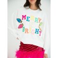 thumbnail image 3 of FOCUSNORM Women's Christmas Loose Pullover Sparkly Rhinestone Letter Print Long Sleeve Crew Neck Sweatshirt, 3 of 8