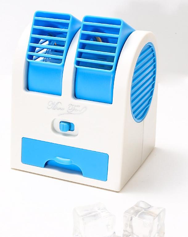 Mini Portable Mini USB Propellerless Dual Layer Air Conditioning Fan,11*11*13.5CM,Blue