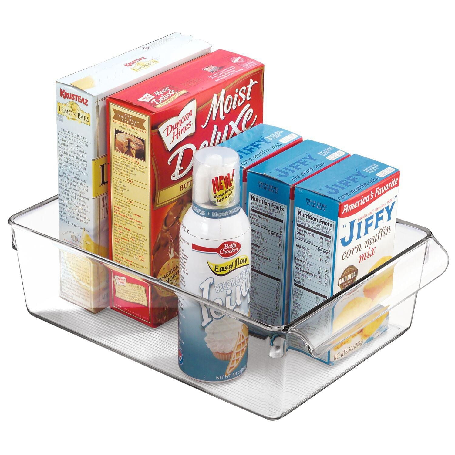 Bac organisateur transparent iDesign Linus en plastique sans BPA pour réfrigérateur et congélateur, avec poignée, pour cuisine, garde-manger, bureau, salle de bains – 8" x 11,5" x 3,5"