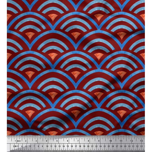 Soimoi Poly Georgette Fabric Scales Geometric Fabric Prints By Yard 52 Inch Wide