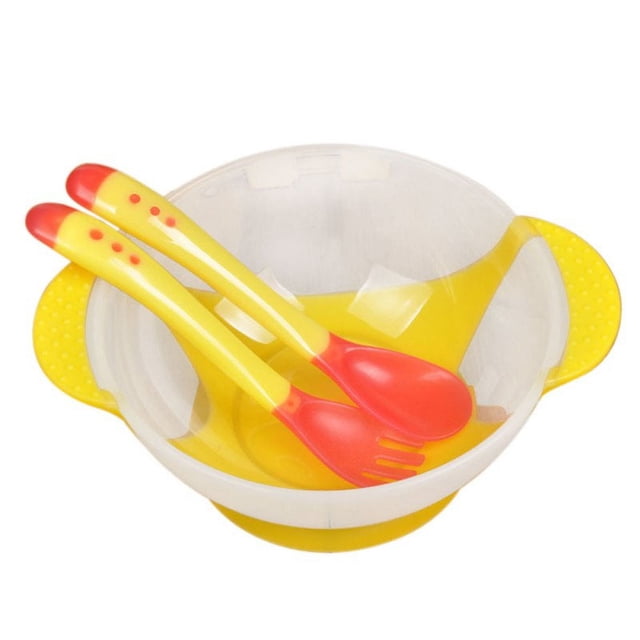 Baby Food Set Sucker Bowl Spoon Temperature Sensing Baby Tableware Learning Dishes Help Food Bowl Children Feeding Bowl