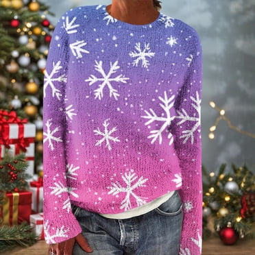Wiyuqeen Woman Christmas Sweaters Xmas Party Santa Claus Long Sleeve Knit Pullover Crew Neck Ugly Sweaters Lightweight Fall Clothes