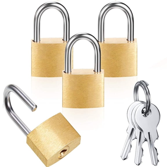 MesaSe Petits Cadenas à Clés 4 Pcs 30mm en Laiton Massif avec les Mêmes Clés 12 Pcs Cadenas en Laiton Massif avec Clé pour Portail Casier de Gym Boîte à Outils