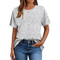 thumbnail image 5 of Hauts d'Été pour Femmes DYTTDG T-shirt à Fleurs Mode pour Femmes Grande Taille Col Rond Manches Courtes Décontracté Ample Tee Haut Hauts pour Femmes Liquidation Moins de 10 Multicolore,TTG, 5 of 5