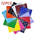 thumbnail image 2 of Douzaine de Bandanas Paisley Multicolores Ensemble Bandana de Cowboy Foulard pour la Tête Double Face, 2 of 9