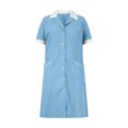 thumbnail image 4 of Tidyack,Reduced Price,Nurse Lapel Dress, Solid Color Work Dress, Pockets + Button Splicing, Midi Length, For Healthcare Staff, Professional Work Attire, Cotton Blend, Clean Cut, Daily Uniform, 4 of 6