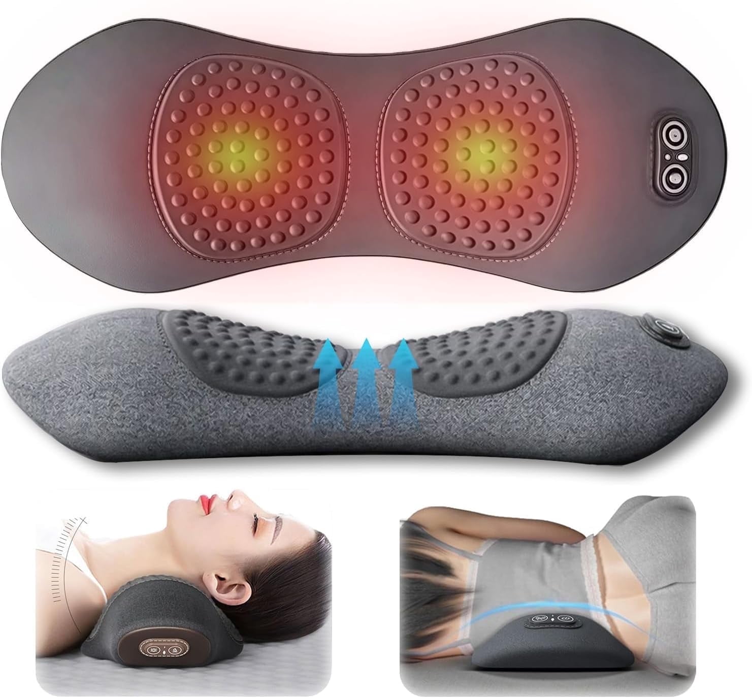Triple Fusion Back Massager, 2026 New Triple Fusion Massager for Sciatica, with Electric Traction Lifting & Heat Compress, All-Round Support, Relieve Neck/Shoulder Discomfort