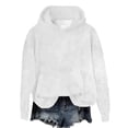 thumbnail image 2 of IMENGL Casual plush solid color hoodie, White 2XL, Size M-2XL, 2 of 4