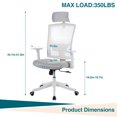 thumbnail image 3 of Ergonomic High Back Mesh Office Chair - Adjustable Headrest & Lumbar Support - Turnover-Up Arms - Swivel Wheels - Reclining Function, 3 of 8
