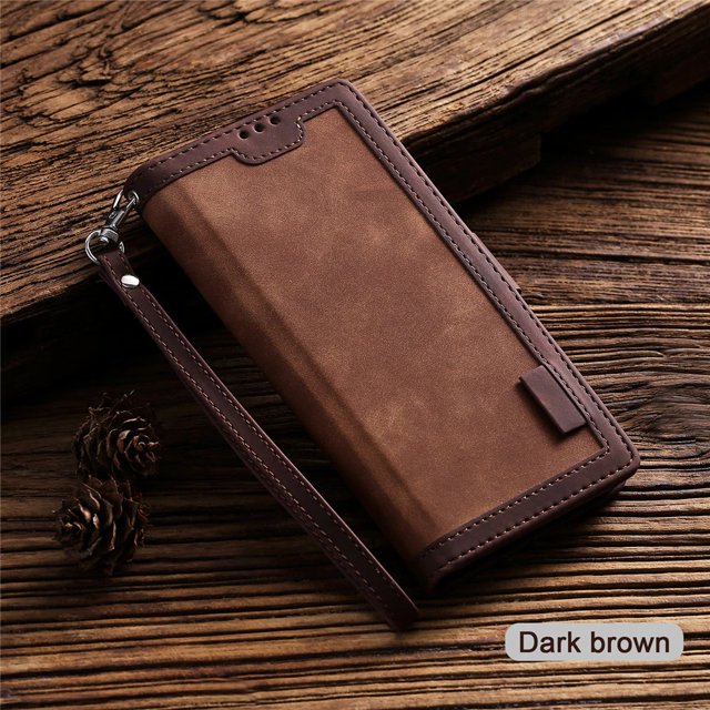 Luxury Retro Leather Magnetic Wallet Case Card Holder Stand Phone Cover Coque For iPhone 12 (Brown)