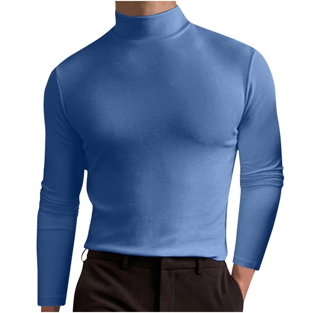 Birdeem Hommes Décontracté Mode Uni Élasticité Col Roulé Manches Longues Hauts Blouse
