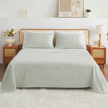 Kingrest 100% Cotton Queen Sheet Set - 4 Piece Lightweight & Cooling Bed Sheets, 16 Inch Deep Pocket, Breathable Percale Bedding, Soft & Durable Luxury Sheets (Sage Green)