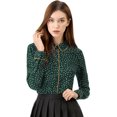 thumbnail image 1 of INSPIRE CHIC Chemises Boutonnées à Manches Longues Imprimées avec Passepoil pour Femmes m Vert, 1 of 2