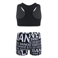 thumbnail image 2 of inhzoy Kids Girls Basic 2 Piece Active Outfit Racer Back Crop Top and Shorts Set for Gymnastics Dancing Workout Black S, 2 of 7