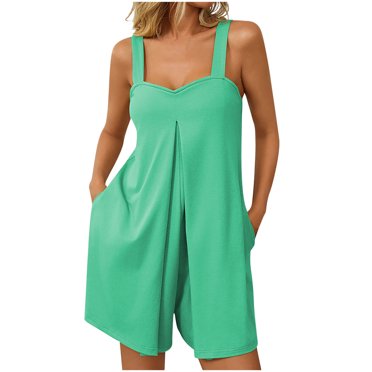Soki Womens Summer Casual Sleeveless Romper Loose Strap Shorts Overalls Jumpsuit with Pockets Ladies Clothes