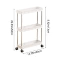 thumbnail image 3 of Iumwxz Rolling Storage Cart Three-Tier Space Saving Slim Organizer Multi-Purpose Trolley Plastic Shelving with Removable Baskets Mobile for Dorm Kitchen Bathroom Utility 1 Pack White, 3 of 6
