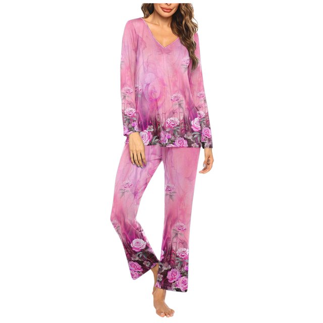 Rbaofujie Robe pour Femmes Ensemble de Pyjama Décontracté Uni Haut Décontracté Pantalon Pyjama d'Automne