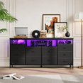 thumbnail image 4 of TV Stand with 10 Fabric Drawers for 65 70 75 Inches TV, 63" W Entertainment Center TV Console Table with LED Lights & Power Outlets & Open Storage Shelves, 4 of 9