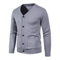 thumbnail image 1 of Mens Button Solid V Neck Slim Fit Warm Sweater Cardigan Coat, 1 of 5