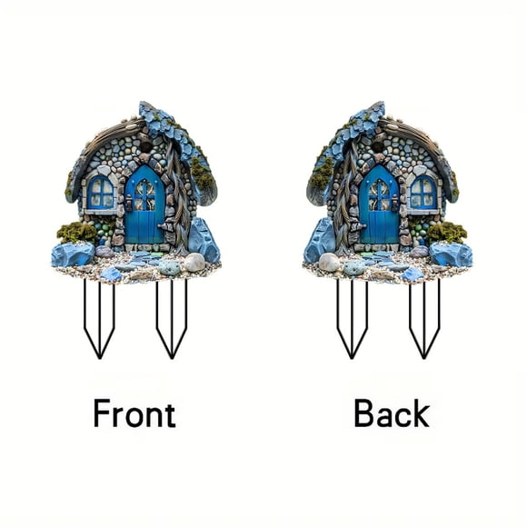 Blue Small House 2D Flat Acrylic Floor Plug