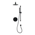 thumbnail image 1 of Round 3-functions thermostatic valve. handheld shower and shower head, or simultaneously, Matte black finish, 1 of 8