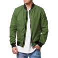 thumbnail image 1 of Faithtur Men's Bomber Flight Jacket Casual Patchwork Fall Winter Coats Zipper Closure Outwear, 1 of 5