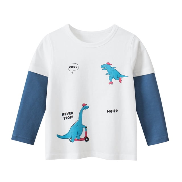 KYAIGUO T-Shirt à Manches Longues pour Bébés Garçons 1-9 Ans T-Shirt Décontracté pour Enfants Printemps Automne Dessin Animé Col Rond