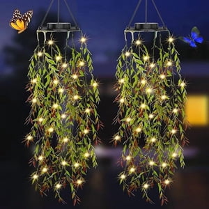 Solar Powered Hanging Artificial Ivy Lights, Waterproof Outdoor LED String Lights with Faux Vines, Decorative Solar Garden Lights for Patio Porch Balcony