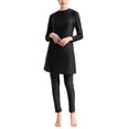 thumbnail image 1 of Innerwin Ladies Bathing Suit Three Pieces Swimsuit Muslim Style Crew Neck Swimwear Full Coverage Seaside Black 6XL, 1 of 3