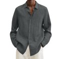 thumbnail image 4 of MesaSe Chemise à Manches Longues en Coton et Lin pour Hommes, Col Rabattu Ample, 4 of 6