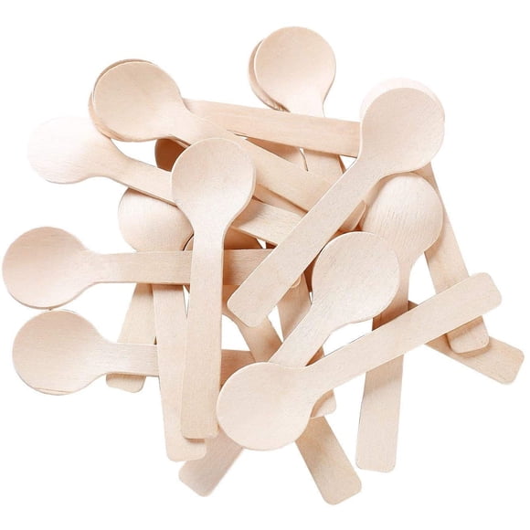 Gmark 4" Mini Wooden Spoons 100 ct, Biodegradable Compostable Birchwood (100pcs/bag) GM1042A