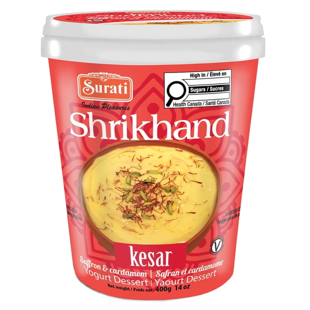 Surati Shrikhand Kesar 400g, Creamy and indulgent traditional Indian dessert made from strained yogurt.