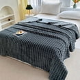 thumbnail image 2 of Dark Grey 79X71 Inch Flannel Blanket, Soft & Warm, Solid Color, For Sofa & Bed, All-Season Use, Machine Washable, 2 of 6