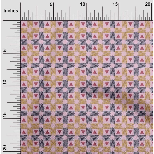 oneOone Georgette Viscose Tissu Check & Triangle Ikat Tissu à Coudre Imprimé BTY 42 Pouces de Large