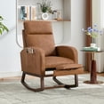 thumbnail image 2 of Yiwa High Back Nursery Glider Rocker Swivel Chair with Adjustable Footrest Soft Padding Solid Wood Legs and Two Side Pockets for Bedroom and Living Room, 2 of 8