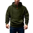 thumbnail image 1 of Lyrcatrment Mens Fleece Heavyweight Hoodies 1/4 Zip Drawstring Outdoor Sweatshirts with Multi Pockets, 1 of 7