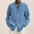 thumbnail image 2 of MesaSe Chemise à Manches Longues en Coton et Lin pour Hommes, Col Rabattu Ample, 2 of 6