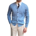 thumbnail image 1 of Lovzfmll Men's Knit Cardigan V-Neck Jacquard Pattern Open Front Blue, 3XL, 1 of 4