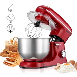 VEVOR Mélangeur de position, 6 QT Mélangeur de cuisine électrique, 660W Dough-Mixer, 6 + Vitesses d'impulsions Tilt-head Food-Mixer avec bol en acier inoxydable, Crochet de la toux, fouet, Beater, pour le cuisson, mélange, fouettage & Refroidissement