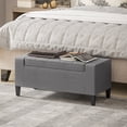 thumbnail image 2 of HOMCOM Banc Ottoman Rectangulaire Capitonné en Lin avec Dessus Rabattable, 2 of 10