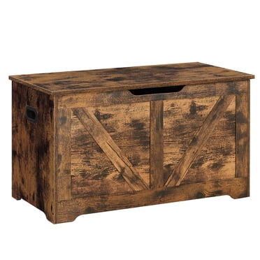 VASAGLE Storage Chest, Storage Trunk with 2 Safety Hinges, Storage Bench, Shoe Bench, 15.7 x 31.5 x 18.1 Inches, Rustic Brown ULSB062T01