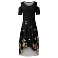 thumbnail image 3 of TopLLC Robes d'Été pour Femmes Grande Taille à Manches Courtes Robes Maxi à Fleurs Robe de Soirée à Épaules Dénudées avec Poches Robe Formelle Femme, 3 of 5
