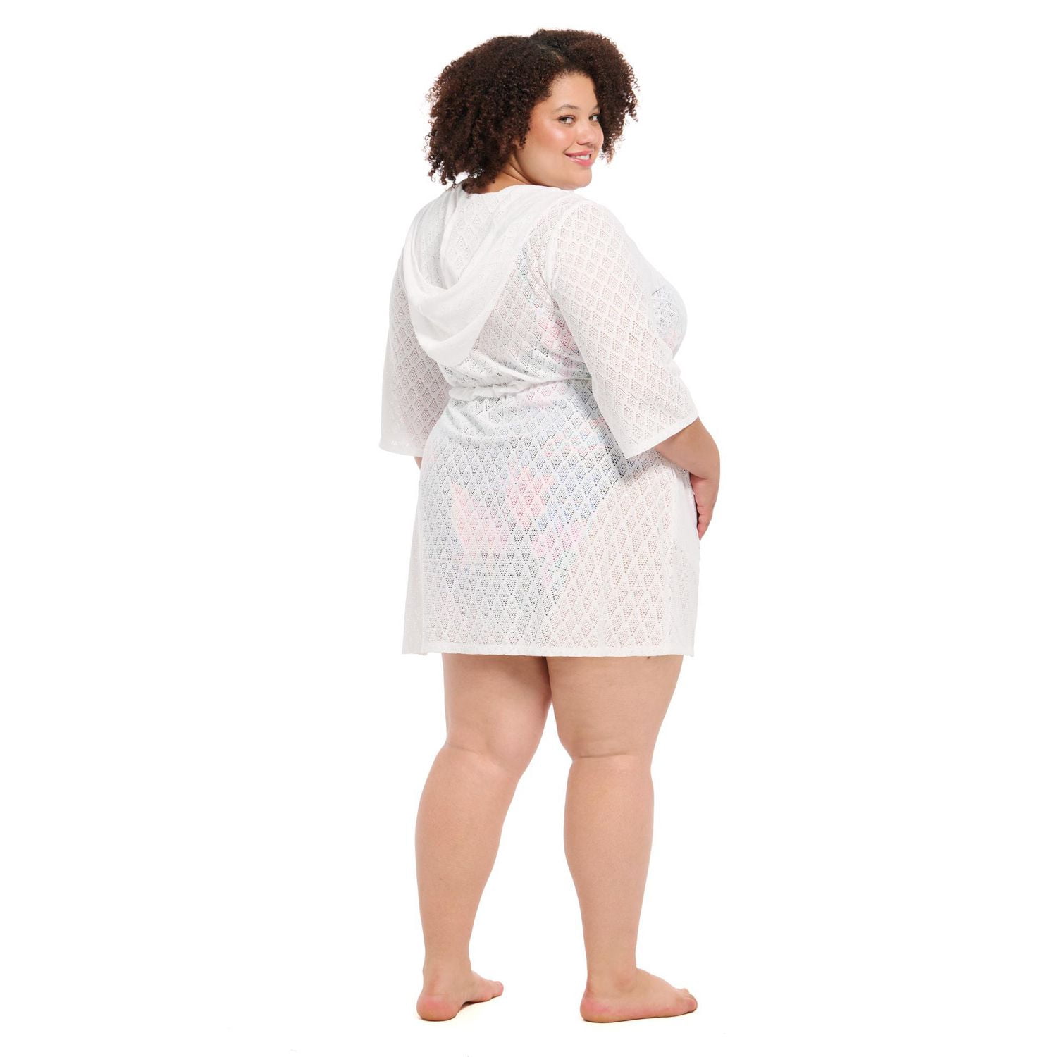 Krista Maillot de bain cache-maillot à capuchon en maille pour femme, vêtements plage légers